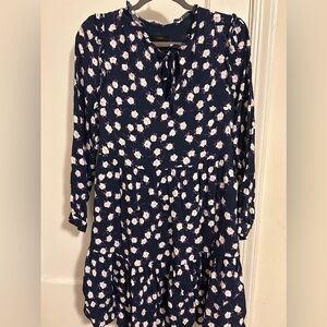 J Crew Tie Neck dress Tiered Dress in Scattered Peony- size medium.